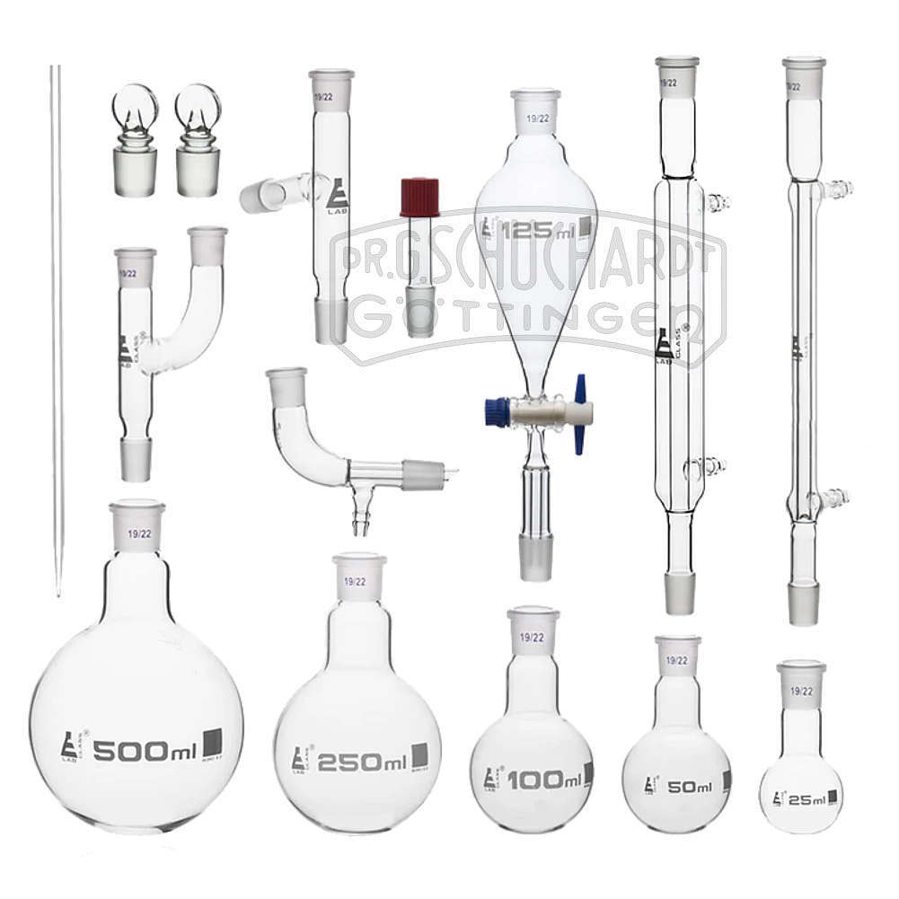 Destillationsset Organische Chemie NS 19/22 Borosilikatglas im Hartschalenkoffer